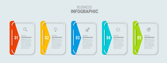 Wall Mural - Business infographic template design icons 5 options or steps