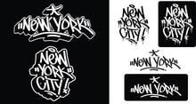 New York Text In Graffiti Tag Font Style. Graffiti Text Vector Illustrations.