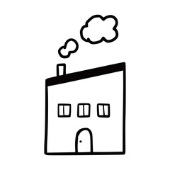 Poster - Hand drawn cute house. Doodle sketch style home. House building with window, roof. Vector illustration for home icon.