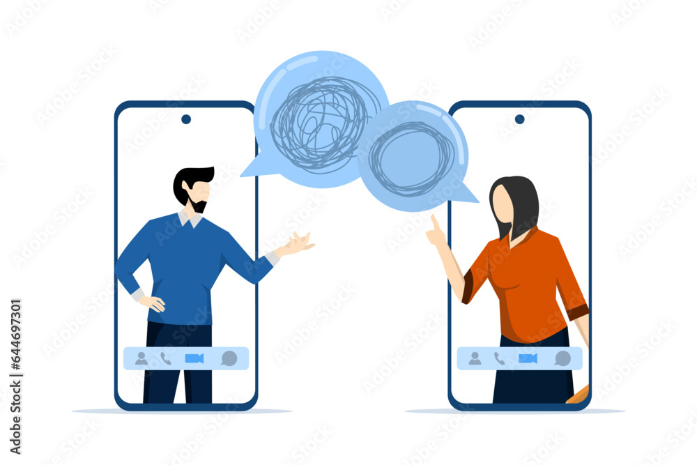 Tangled Communication concept of business problem solving, online communication problems and ...