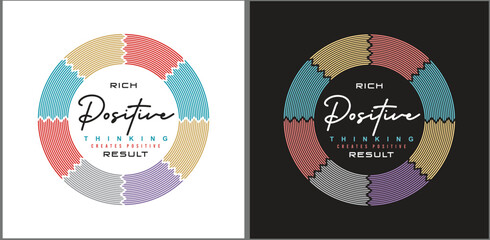 Wall Mural - Positive slogan typography vector design with striped multicolor circle for graphic print and fashion
