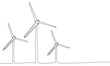© clelia-clelia - Wind turbine one line continuous banner. Line art windmills concept banner. Outline vector illustration.