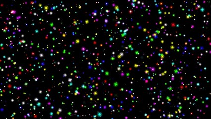 Wall Mural - Beautiful illustration of colorful glitter particles on plain black background