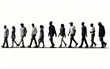 © Aleksandr - Silhouettes of walking black people on white background. Front view.