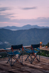 Wall Mural - Mountain view from hill country village