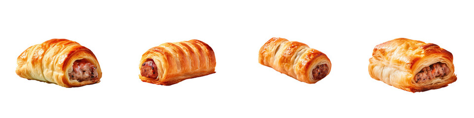 Sticker - Sausage roll with soft shadows on a transparent background Copy space