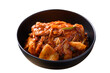 Kimchi cabbage in black bowl, Korean homemade fermented side dish food	