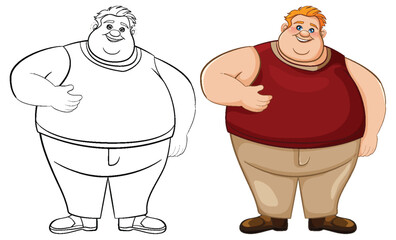Wall Mural - fat cartoon character in tank top