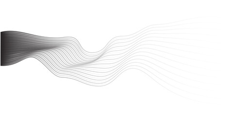 Poster - Abstract vector wavy lines flowing smooth curve black fade gradient on transparent background in concept of  technology, science, music, modern.
