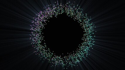 Wall Mural - abstract background 3d animation shiny particles and objects outburst and transformation. great for 