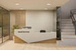 © bongkarn - Interior design of a modern hospital or clinic reception area with registration counter.