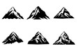 Mountains silhouette collection. Mockups for creating logos, badges, and emblems. Vector illustration