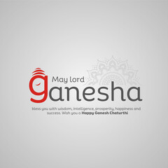 Creative typography vector illustration background for happy Ganesh Chaturthi festival of India.