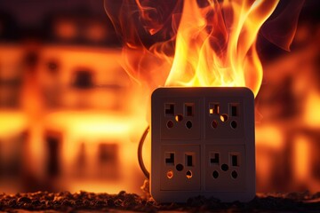 Poster - A burning electrical outlet.
