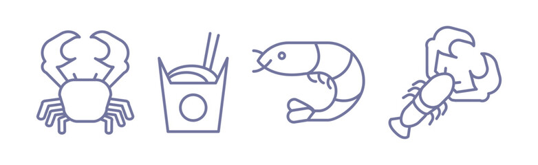 Poster - Seafood and Marine Product Line Icon Vector Set