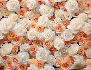  Peach and white roses background