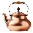Vintage copper kettle teapot isolated on transparent background. Generative AI