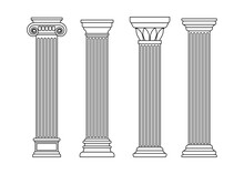 Classic Carved Architectural Pillars Line Art