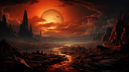 Wall Mural - Landscape planet mars