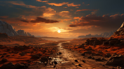 Wall Mural - Landscape planet mars