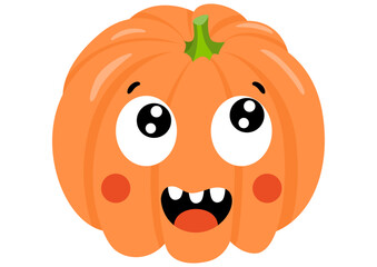 Wall Mural - Funny orange Halloween pumpkin isolated on white