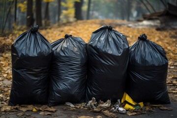 Poster - Garbage bags on the streets of the city.