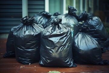 Poster - Garbage bags on the streets of the city.