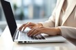 © nsit0108 - Businesswoman fast typing on laptop. Generate Ai