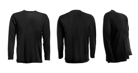 Plain black t-shirt with long sleeve mockup template