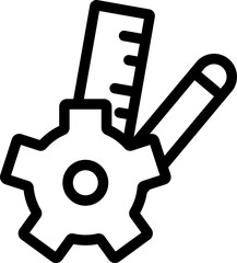 Canvas Print - Illustration of Pencil and Gear Wheel Tool Icon.