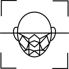 Sticker - Face Recognition icon in black line art.