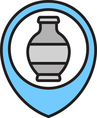 Sticker - Treasure location Point Icon in Blue and Grey color.