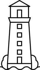 Poster - Flat Style Lighthouse Icon in Black Line Art.