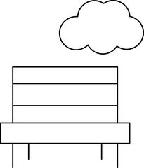 Sticker - Line Art Bench with Cloud icon in flat style.