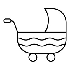 Poster - line art illustration of stroller icon.