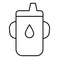 Canvas Print - Line art illustration of Thermos bottle icon.