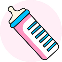 Sticker - Feeding milk bottle icon in flat style.