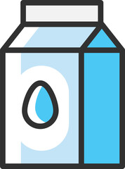 Sticker - Milk package icon in blue color.