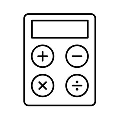 Poster - calculator icon or symbol in black line art.