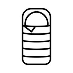 Canvas Print - Sleeping bag icon in black line art.