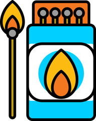 Sticker - Matchbox with fire stick icon or symbol.