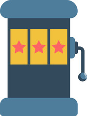 Poster - Slot machine icon in blue and yellow color.