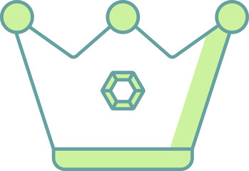 Sticker - Crown Icon In Green And White Color.