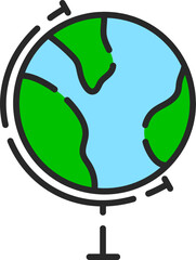 Poster - Globe stand icon in green and blue color.