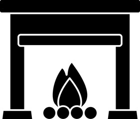 Poster - Fireplace Icon In Black And White Color.