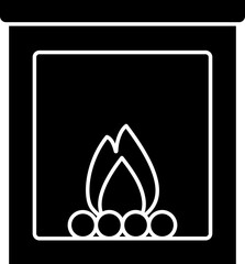 Poster - Black And White Color Chimney Or Fireplace Icon In Flat Style.