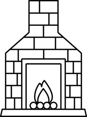 Canvas Print - Fireplace Or Chimney Icon In Black Line Art.