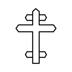 Sticker - Jesus cross icon in thin line art.