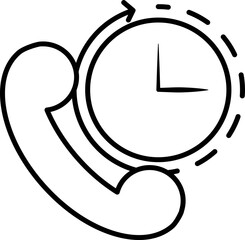 Wall Mural - 24 hours call service icon in black line art.