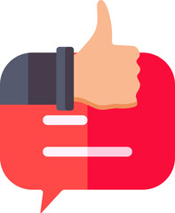 Poster - Thumbs up or Like message icon in flat style.